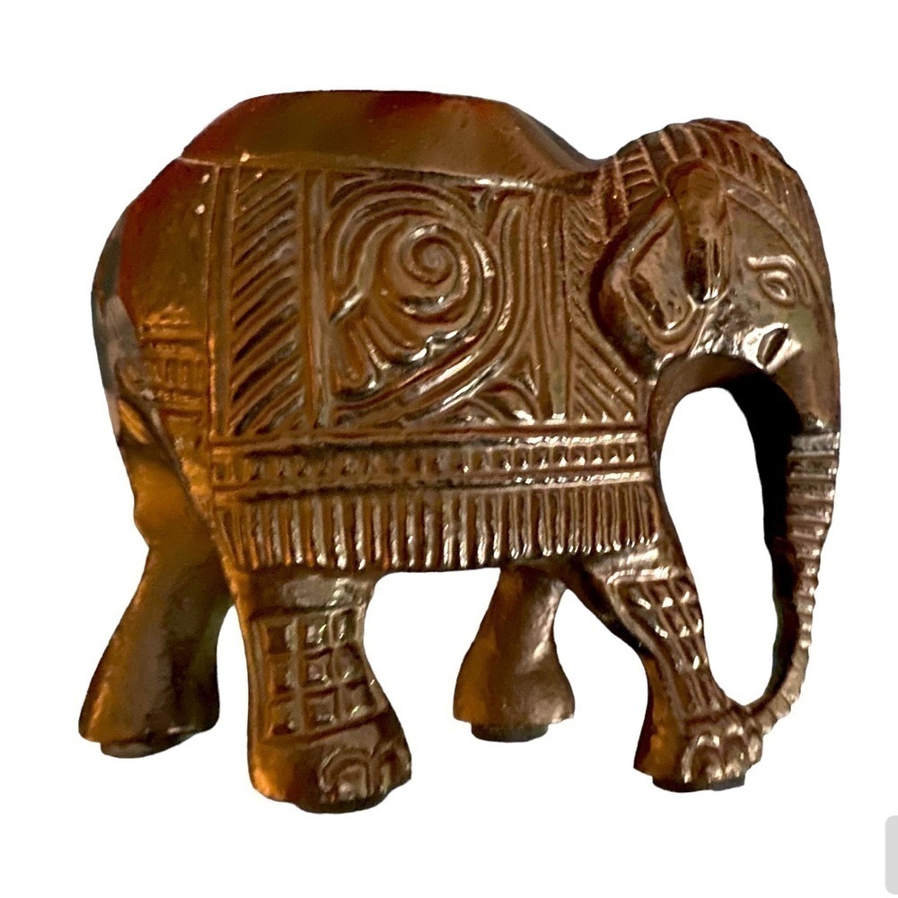 Elephant Candle Holder Votive Brown Metal Figurine Detailed Made in India.  #17